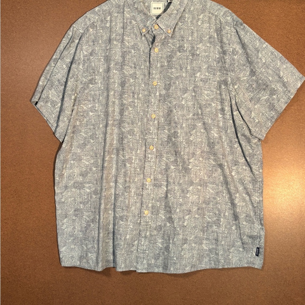 ROWM Men's Casual Blue Button-Down Shirt